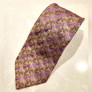 Intricate ROBERT TALBOTT BEST IN CLASS Purple Gold Floral Pattern Tie Made USA